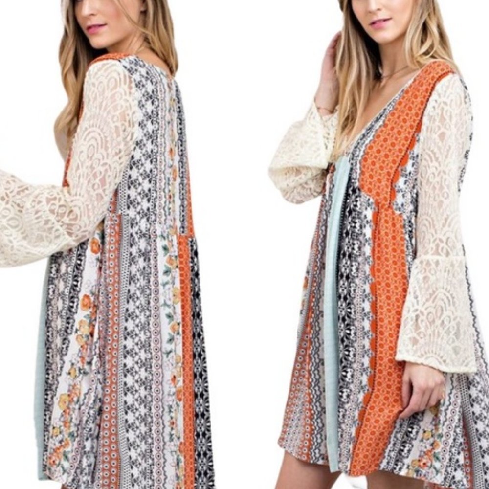 Kori Lace Multicolor Paisley Empire Dress